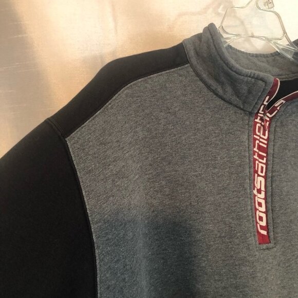 Roots Athletics 1/4 Zip Sweatshirt Mens XLg  Heathered Grey with Black Trim - Picture 4 of 10